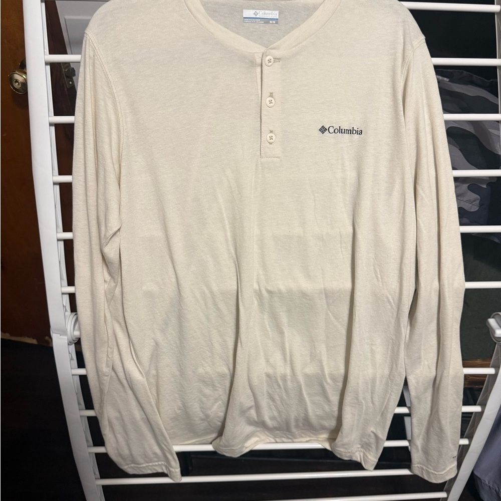 Columbia Cream Long-Sleeve Henley Shirt